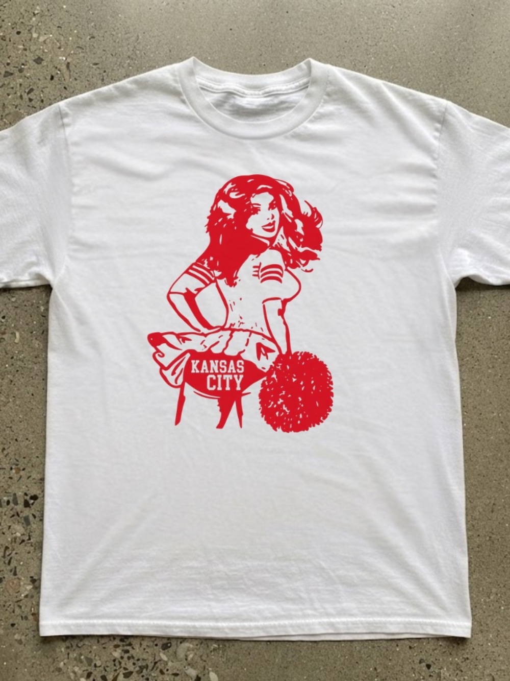 Kansas City Cheerleader Retro Football Team Vintage White T-Shirt